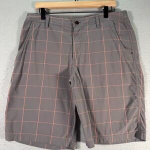 Lululemon Commission Shorts Men 36 Purple Plaid Chino Golf Casual Stretch Preppy